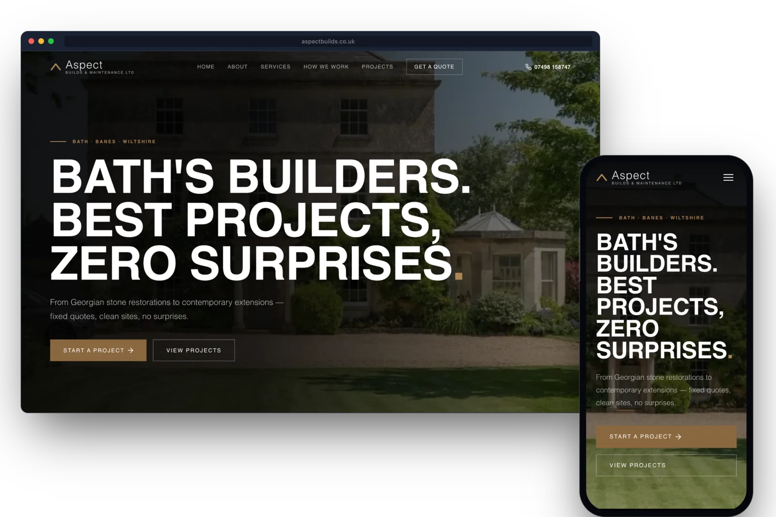 Building & Property Maintenance Website Design in Bath, Somerset — Aspect Builds & Maintenance case study