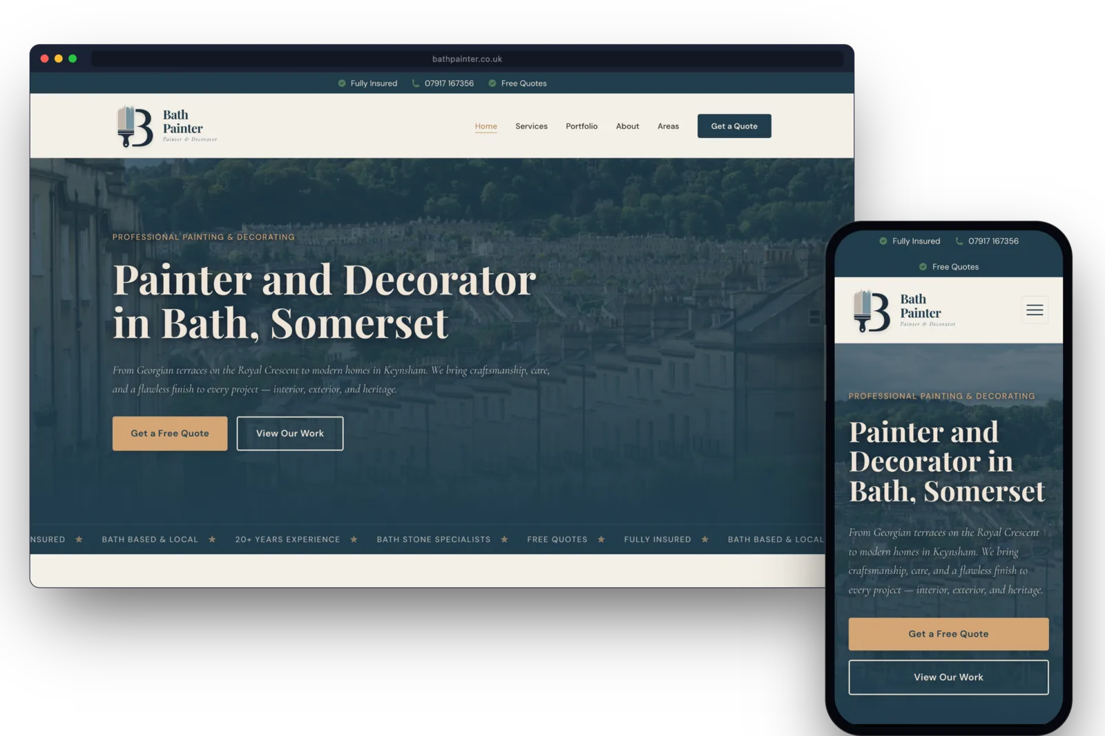 Bath Painter — bespoke website design and branding for a Bath painter and decorator